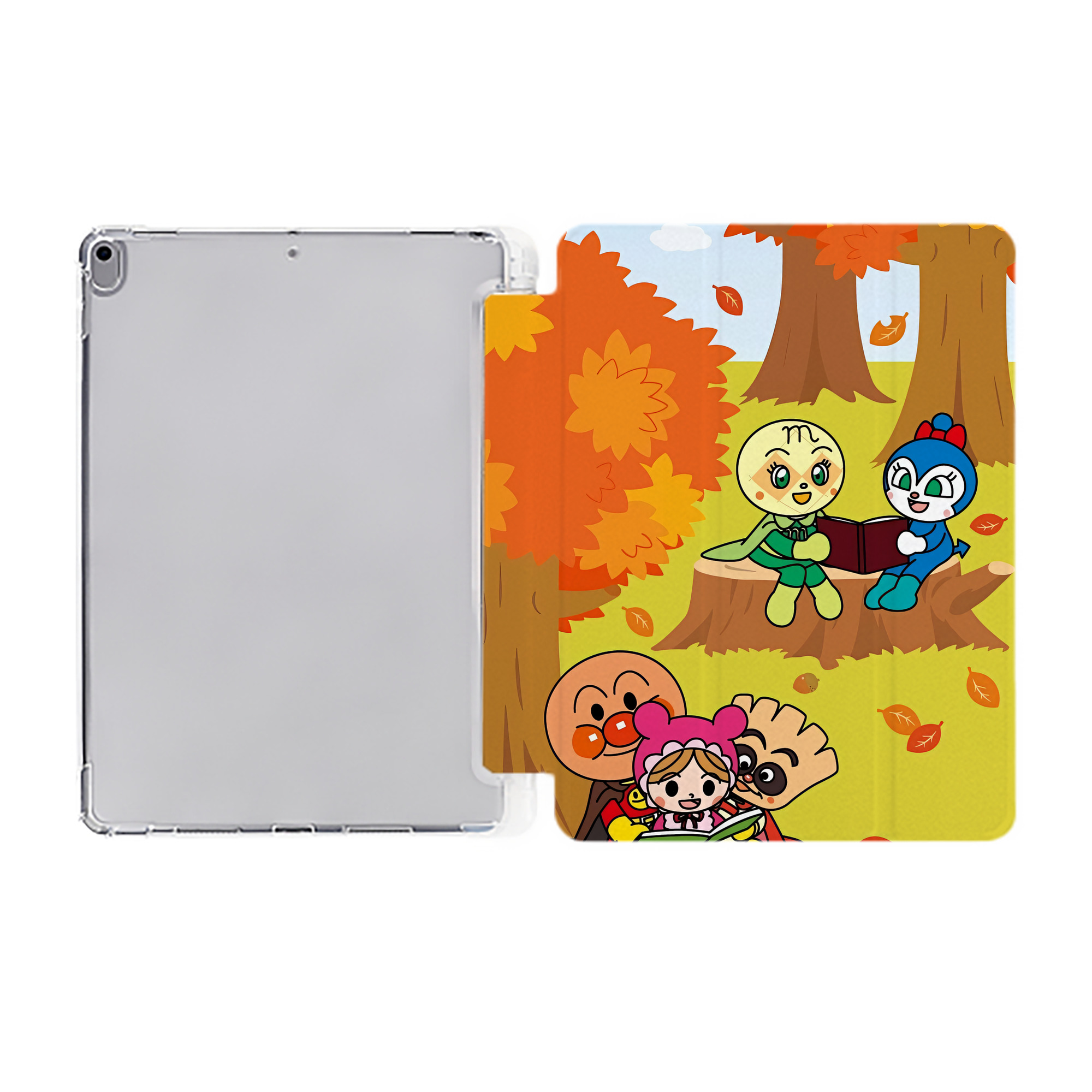 （画像用） アンパンマン Anpanman IPad ケース ペン収納付き 三つ折りスタンド PUレザー×シリコン 対応機種9.5/10.5/10.9インチ